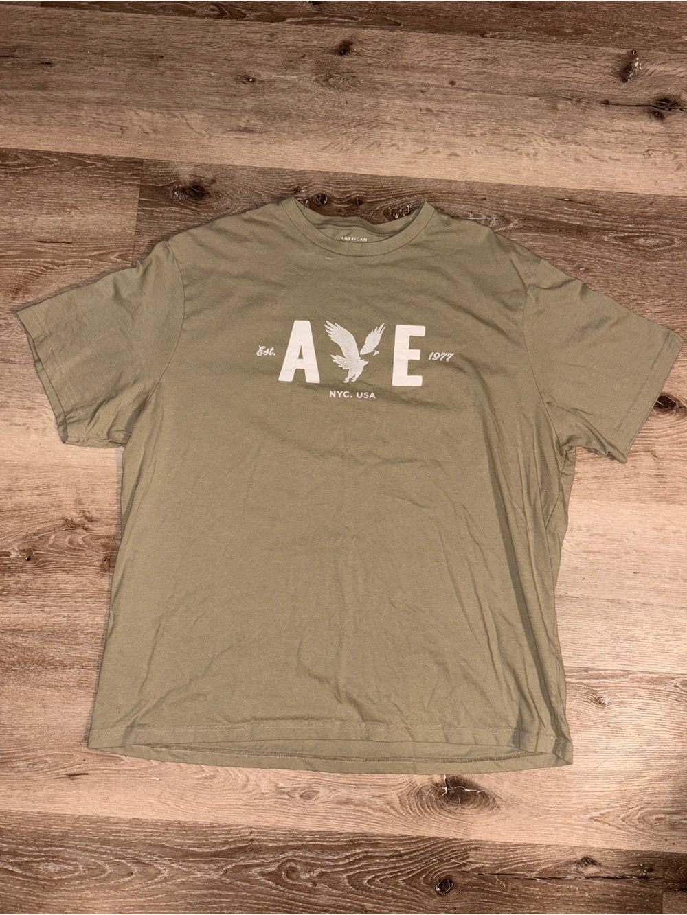 American Eagle Outfitters Olive Green Logo Short Sleeve Tee
